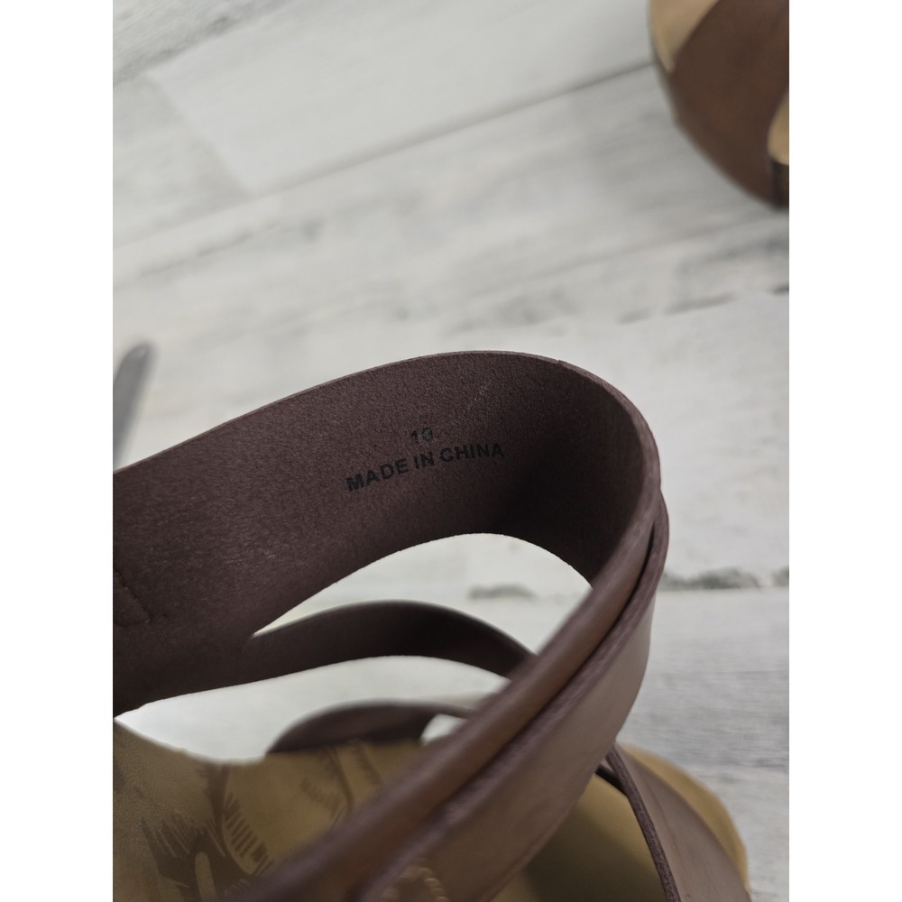 Blowfish Malibu Womens Brown Faux Leather Strappy Buckle Cork Wedge Sandals - Picture 9 of 11